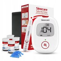Glukometr Sinocare SAFE AQ VOICE w mg/dl z 100 paskami i 100 lancetami