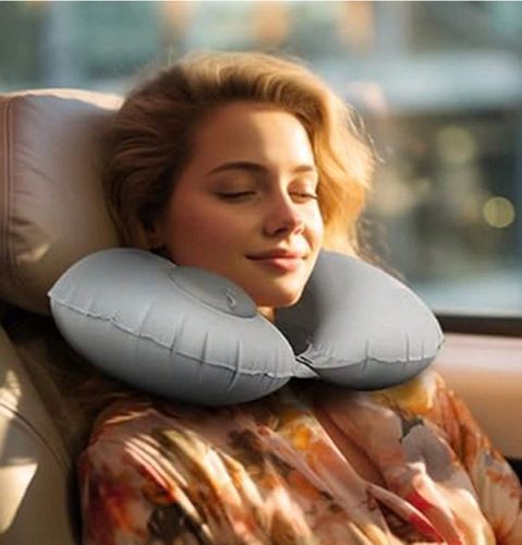 PODUSZKA PODRÓŻNA Dmuchana Samopompująca Welurowa ROGAL Do Spania Na Szyję na Arena.pl