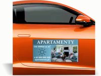 Magnes na samochód reklama magnetyczna 60x30 cm APARTAMENTY WYNAJEM