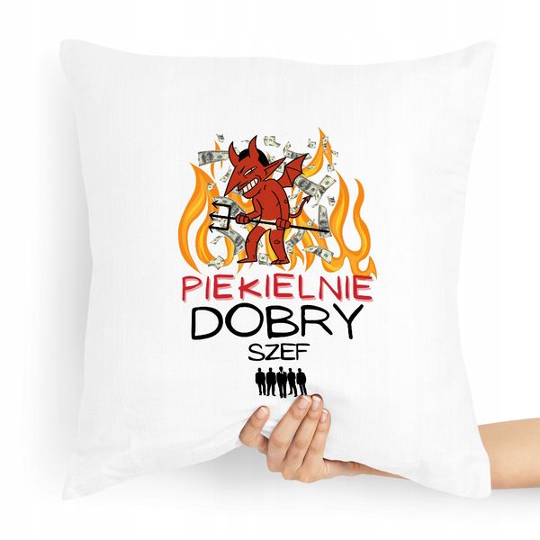Poduszka Prezent Dla Szefa Piekielnie Dobry Z Nadrukiem Ze Zdjęciem zdjęcie 1