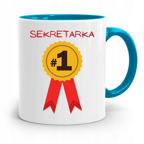 Kubek Błękitny Prezent Dla Sekretarki Numer Jeden Z Nadrukiem Ze Zdjęciem na Arena.pl