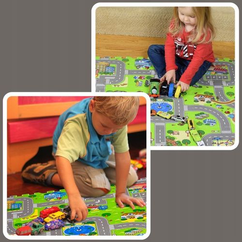 MATA EDUKACYJNA GRUBA 1cm 9szt PUZZLE PIANKOWE DLA DZIECI DROGA MIASTO na Arena.pl