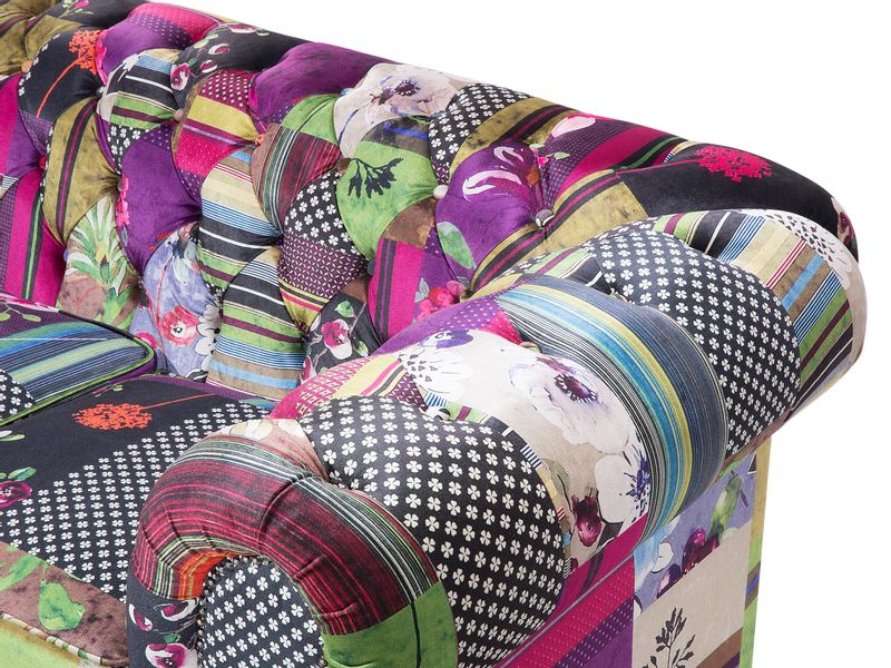 Sofa 3-osobowa patchworkowa fioletowa CHESTERFIELD zdjęcie 6