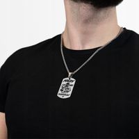 Nieśmiertelnik Tytanowy Wojskowy Nigdy Się Nie Poddawaj + GRAWER+ ŁAŃCUSZEK