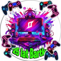 OPŁATEK NA TORT 20CM - GAMER PAD DEKORACJA URODZINOWA + IMIĘ 15CM 18CM