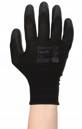 rękawice robocze mercator tech black+black pu - m - 1 para na Arena.pl