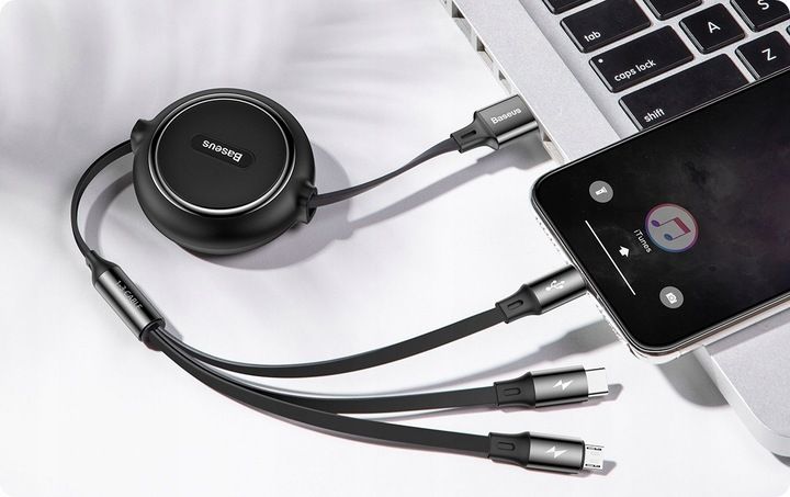 BASEUS MOCNY KABEL USB PRZEWÓD 3w1 do LIGHTNING MICRO TYP-C USB-C 3.5A 1.2M zdjęcie 2
