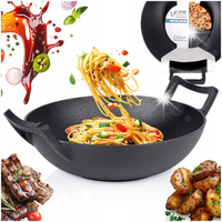 Wok ŻELIWNY patelnia głęboka do smażenia duszenia dań azjatyckich 32 cm