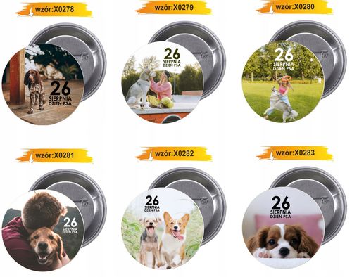 Przypinki buttony DZIEŃ PSA z grafiką HIT TANIO na Arena.pl