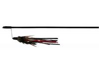 Wędka z piórkami i skórzanymi paskami Trixie zabawka dla każdego kota 50cm