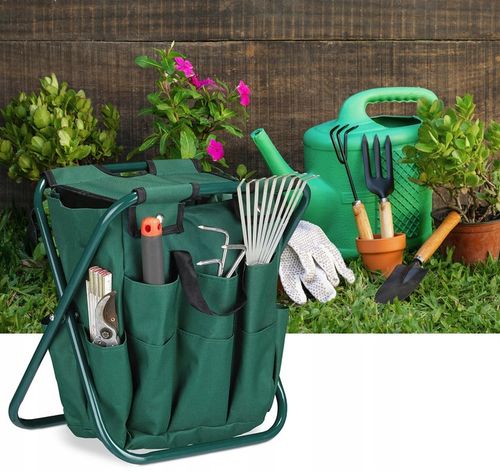 Stołek Składany Taboret Ogrodowy Wędkarski Z Torbą Na Narzędzia na Arena.pl