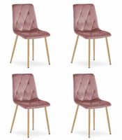 Krzesło LIBRA - różowy aksamit / nogi kolor drewna x 4
