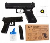 METALOWY PISTOLET NA KULKI GLOCK IMITACJA REPLIKA GLOCK C7 1000 KULEK