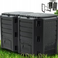 Kompostownik Modułowy 800L Z Wentylacją Mrozoodporny Czarny Na Ogród