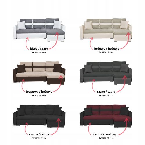 Narożnik Figo rozkładany z funkcją spania rogówka Family Meble szaro szary na Arena.pl