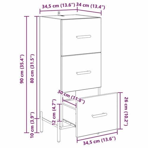 Bufet dąb artisan 34 x 34.5 x 90 cm Materiał drewnopochodny na Arena.pl