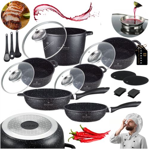 Zestaw garnków Edenberg GARNKÓW PATELNI AKCESORIÓW MARMUR aluminiowe 17 el na Arena.pl