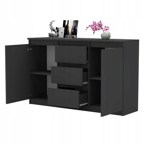 Komoda 120cm szafka z szufladami Antracyt Wotan Aga lux do salonu duza na Arena.pl