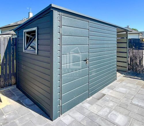 Schowek - domek ogrodowy 2,5x2,m + wiata 1,5m - Drzwi Dach spad w tył ID685 na Arena.pl