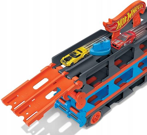 HOT WHEELS TRANSPORTER CIĘŻARÓWKA I TOR 2W1 + 3 AUTA PREZENT DLA DZIECKA na Arena.pl