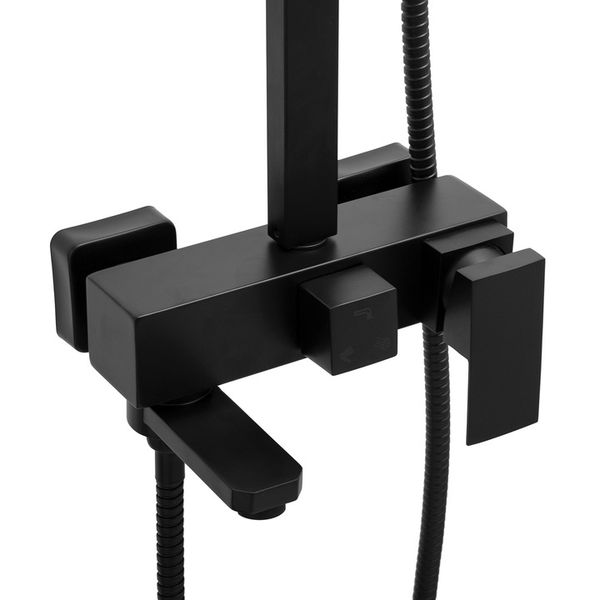 Bateria wannowa ścienna czarna z deszczownicą słuchawką i wężem YOKA HOME zdjęcie 9