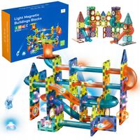 Klocki Magnetyczne Święcący Tor Kulkowy 110 Elementów Kulodrom Zestaw