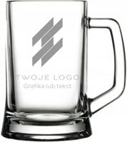 Szklany Kufel z Grawerem Logo Prezent Firmowy reklama ELEGANCKI komplet