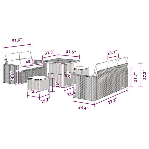 Zestaw Sof na Ogród 8 pcs Czarny polirattan na Arena.pl