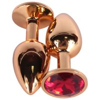 Ozdobny Korek Analny Z Czerwonym Kryształem Gold Diamond Plug Red