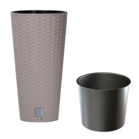 Doniczka okrągła wysoka rattan 20x20x38,1 cm mocca