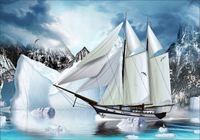 FOTOTAPETA drzwi na ścianę widok jacht lodowiec