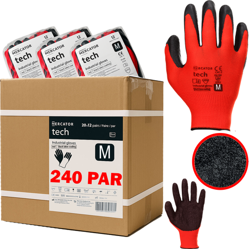 rękawice robocze mercator tech red+black latex - m - 240 par na Arena.pl