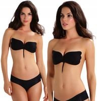 BARDOTKA STANIK BIUSTONOSZ GŁADKI SAMOPRZYLEPNY PUSHUP BEZSZWOWY GOŁE PLECY