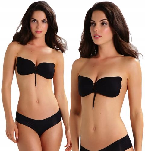 BARDOTKA STANIK BIUSTONOSZ GŁADKI SAMOPRZYLEPNY PUSHUP BEZSZWOWY GOŁE PLECY na Arena.pl