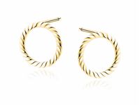 Delikatne pozłacane srebrne gładkie kolczyki celebrytka plecione kółka kółeczka ring srebro 925 Z1836EG