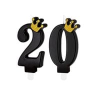 Świeczka urodzinowa czarna z koroną liczba 20