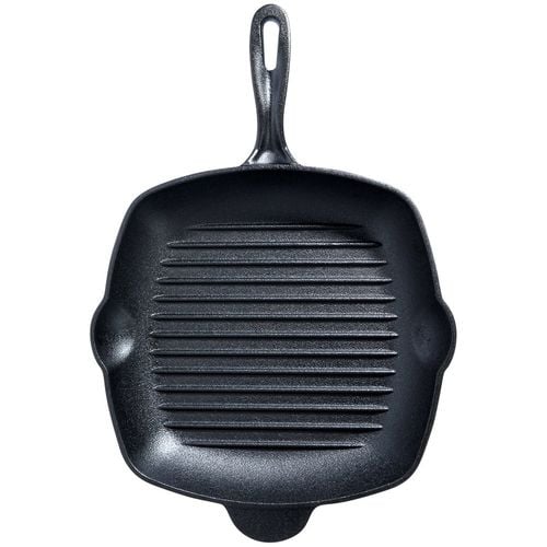 Patelnia Żeliwna Grillowa Kwadratowa do Grillowania Mięsa Ryby Warzyw 28 cm na Arena.pl