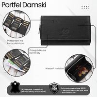 portfel damski duży czarny ze skóry naturalnej pojemny