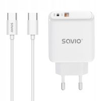 Ładowarka sieciowa Savio USB, USB-C uniwersalna 3000 mA 30 V biała