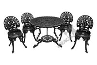 ZESTAW NR 18 - STÓŁ Ø 90 CM + 4 KRZESŁA LEKKIE MEBLE OGRODOWE NA TARAS PATIO BALKON ELEGANCKIE RETRO