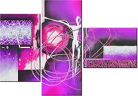 100CM 70CM ZEGAR 3 ELEM TAŃCZĄCE POSTACIE FIOLECIE ŚCIENNY OBRAZ