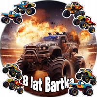 OPŁATEK NA TORT 20CM - MONSTER TRUCK DEKORACJA URODZINOWA + IMIĘ 15CM 18CM