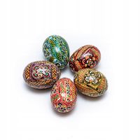 PISANKA PISANKI JAJKA WIELKANOCNE KOLOROWE RĘCZNIE DROBNO MALOWANE 5SZT EKO