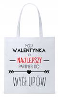 Walentynki Dla Dziewczyny Torba Eco Biała Shopper Z Nadrukiem Ze Zdjęciem
