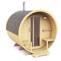 Sauna ogrodowa fińska Tonne 2,4 x 2,2 m z otwartym przedsionkiem