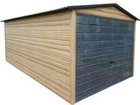 Garaż blaszany 3x6m Brama uchylna Drewnopodobny - Dach dwuspadowy TS894