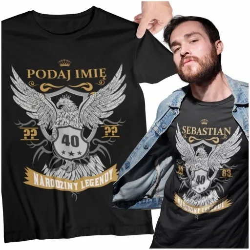 PREZENT NA URODZINY 16-99 DOWOLNY ROK + IMIĘ ORYGINALNA Koszulka Orzeł zdjęcie 1
