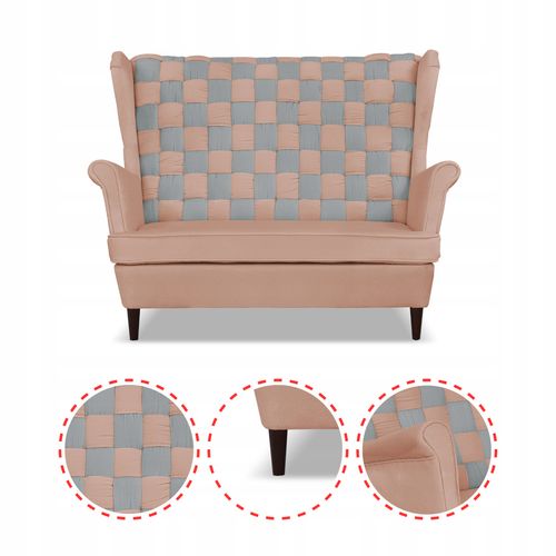 Zestaw uszak CAROL DUO sofa fotele pufy Family Meble różowo - szary na Arena.pl