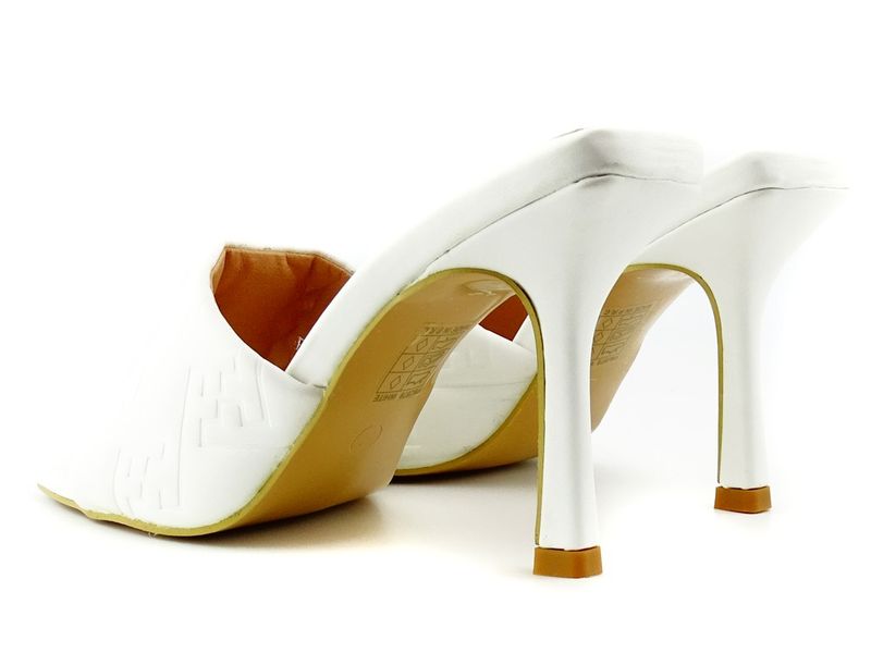 Białe klapki szpilki eko skóra matowe 39 zdjęcie 4