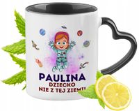 Kubek Czarny Z Uszkiem W Kształcie Serca Dla Pauliny Idealny Na Prezent